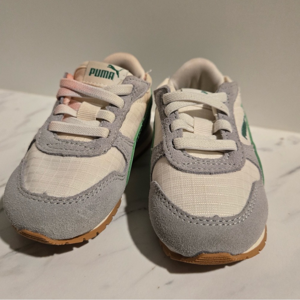 Puma Toddler Sneakers Size 4C Gray White & Green Retro Style | Fun  Play Shoes - Picture 2 of 11